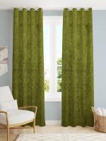 Homefab India 2 Piece Velvet Door Curtains - 7 feet, Green