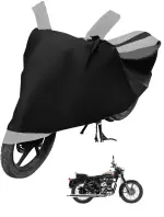 Mockhe Bike Cover for Royal Enfield Bullet 350 , Dustproof UV Protection water resistant Custom Fit Cover-(Black-Silver )