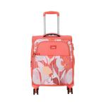 Genie Poppy Trolley Bag Small Size, 57 Cms Pink Printed Soft Luggage Travel Bag for Women, 8 Wheel Small Luggage Suitcase for Travelling, Cabin-Friendly Small Suitcase for Women