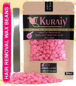 KURAIY Hair Removal Hot Hard Body Wax Beans (200Gm) for Face, Arm, Legs, Bum and whole Body For Men and Women Suitable for All Skin Types with Steel Spatula