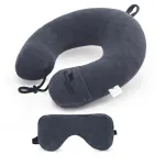 Zexsazone U-Shape Traveling Neck Pillow Multipurpose headrest Rest with Eye mask Grey|NECK REST|NECK PILLOW|TRAVEL PILLOW|HEAD REST|EYE MASK|U-SHAPE PILLOW|SOFT-FABRIC PILLOW