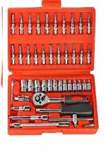 Inditrust Red 46 in 1 Pcs Tool Kit for Home Use Spanner Set Socket Set Wrench Set Bike Tool Kit Set Goti Pana Set