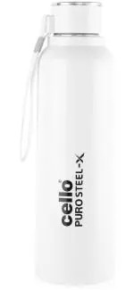 Cello Puro Steel-X Benz 600 Insulated Inner Steel Outer Plastic Water Bottle, 520 Ml Bottle (Pack Of 1, White, Steel, Plastic)