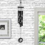 Ryme Black Feng Shui 5 Pipe Om Wind Chime For Home Brass Windchime, 16 Inch