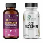 LA NATURE'S WE CARE YOUR HEALTH Multivitamin with Probiotics 60 Veg Tablets with Cod Liver Oil 120 Softgels for Holistic Health - Essential Vitamin and Nutrients and Omega - 3 for Heart,Immunity, Gut Health, and Energy - Men and Women