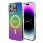 CG MOBILE SAS Guess iPhone 15 Pro Max Case [Official Licensed] Script Case with Iridescent Finish | Mag-Safe Compatible Case/Cover Designed for iPhone 15 Pro Max (6.7-Inch) - Iridescent/Black