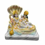 Rama Collections Marble Lord Vishnu Laxmi On Sheshnag Statue Idol | Venkateshwar Narayan Statue for Home Decor | Vishnu laxmi Shasnath Sitting Murti (Height 8 IN)
