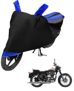 Mockhe Bike Cover for Royal Enfield Bullet 350 , Dustproof UV Protection water resistant Custom Fit Cover-(Black-Blue)