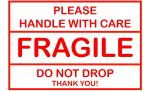 Blackdreams White, Red Fragile Please Handle With Care And Do Not Drop Sticker - 3 X 5 Inch (Pack Of 500)