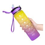 XSOURCE 32oz Motivational Bottle (Yellow-Purple)(Pack of 1)(1 Ltr)
