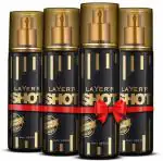 LAYERR Shot Gold Perfume Iconic Body Deodorant Spray for Men 50 ml (Pack of 4)