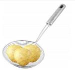 First Front Stainless Steel Deep Fry Jhara Mesh Laddle Jharni Wire Skimmer with Handle Colander (Silver Pack of 1)
