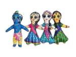 RKSRG GOVARDHAN MART Radha Rani Sakhi Vishakha & Lalita with Krishan Stuffed Toys for Kids Children Use Pack of 4