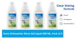 Scure Dishwasher Rinse Aid Liquid | Pack of 4 - 400 ml Each For Shiny & Dry Dishes