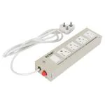 Econe Metal Body 10 Amp And 6 Amp 4 Brass Socket And Switch Extension Board Power Extension Cord Power Strip Surge Protector With Extra Fuse - 2.2 Mtr.