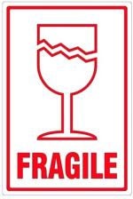 Blackdreams White, Red Fragile Stickers Labels With Attractive Big Glass Logo - 4 X 6 Inch (Pack Of 200)