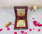 GoldGiftIdeas 24K Gold Plated Square Dagdu Seth Ganesh Photo Frame with Charan Paduka Box, Diwali Return Gifts, Ganpati Momento Gift, Good Luck Gift