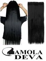 CAMOLA DEVA Full Head Hair Extension Synthetic for Women and Girls Black Length 28 Inch