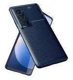 Golden Sands for Vivo X60 Pro+ Back Cover Drop Tested Shock Proof Slim Aramid Carbon Fibre Rugged TPU Case for Vivo X60 Pro Plus, Shimmer Blue