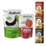 INDIRA FOODS Cooking Paste Combo: Tamarind Concentrate 400g, Tomato Paste 200g, Pepper Rasam Paste (50gX2), Tomato Rasam Paste (50gX2) and Tamarind Rasam Paste (50gX2)