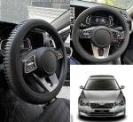 Oshotto SC-15 Fiber Leather Car Steering Cover Compatible with Skoda Superb (Black)