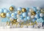 SpecialYou.in Blue & Golden happy birthday decoration kit for boys,Confetti balloons with gold star string, Pastel blue balloons & birthday banner Pack of 51 items