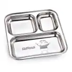 Expresso Heavy Duty Stainless Steel Round New Dinner Plate w/ 3 Sections Divided pack of 1