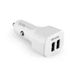 ERD CC-42 Car Mobile Charger 5V-4Amp Dual Port Compatible with All iOS, Smartphones, Tablets & More | White (12-24V DC)