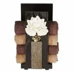 Cocktail Decorative Wooden MDF Hand Towel Holder for Bathroom Kitchen Wooden Hand Bathroom Hand Towel Kitchen Towel Stand Towel Stand for wash Basin Towel Stand for washbasin Wooden Racks (Lotus-G)