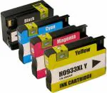 Dubaria Black Plus Tri Color Ink Cartridge for Use in HP OfficeJet 7612, 6700, 6100, 6600 (Pack of 4)