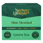 Nurture Lifestyle - Mint Menthol Green Tea | Refreshing, Rejuvenating, Weight Loss & Immunity Boosting | 100% Whole Leaf, Pure & No Artificial Flavours | 20 Pyramid Tea Bags