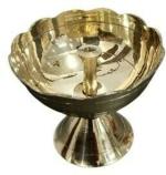 T-KA108 Brass Table Diya  (Height: 3.5 inch)