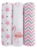 haus & kinder Chevron Stripes Collection 100% Cotton Muslin Swaddle Wrap for New Born Baby - Pack of 3 (100 x 100 cm, Star Pink + Flamingo + Pink)