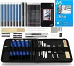 Corslet 47 Pieces Pencil Kit Professional Graphite Charcoal Sketch Kit Drawing Pencils