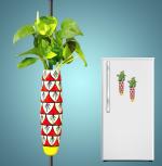 Lazy Gardener Ceramic Red & Yellow Magnetic Planter Pots for Refrigerator with Cleaning Brush (Set of 1)