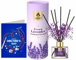 The Aroma Factory Eid Mubarak Greeting Greeting Card & Fragrance Reed Diffuser Gift Set, British Rose (1 Box + 1 Card)