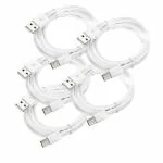 BIGGEAR 5Pcs 2.4A Type-C Data & Charging USB Cable, 1-Meter Long (White)