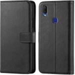 Tingtong Flip Cover Back Case for Vivo Y93 | Leather Finish | Inbuilt Stand & Pockets | Wallet Style Flip Back Case Cover for Vivo Y93 (Black)