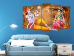 KYARA ARTS Multiple Frames Beautiful Radha Krishna Wall Painting for Living Room Home decor, Bedroom, Office, Hotels, Drawing Room Wooden Framed Digital Painting (50inch x 30inch)06