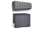 The Furnishing Tree Hitachi Shizen 1.5 Ton Black and Grey Checkered PVC Indoor and Outdoor Split AC Cover Set (25.4 x 99.1 x 31.8 cm) (Grey_No124)