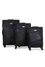 Verage Falcon Black Check In Luggage Check In 4 wheels Soft Suitcase (Pack of 3)