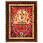 VS Creations Goddess Rani Sati Dadi Trishul Photo Frame with American Diamond work, 8 X 10 Inch, Brown Gold