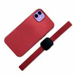 Tykee Red Leather Protective Power Adaptor Case Cover and Magnetic Loop Smart Watch Strap Band for iPhone 12 and Strap Compatible with iWatches