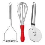 DreamBasket Stainless Steel Egg Whisk & Pizza Cutter & Potato Masher for Kitchen