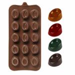Moldberry Silicone 15 Cavity Mini Oval Chocolate Mould | Candy Chocolate Mould | DIY Wax Melt Mould for Baking | Non-Stick Chocolate Mould | Fondant Mould | Ideal for Ice Cube, Jelly, Gummy (Brown-PK1)