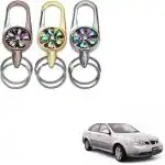 Blue Aura Semaphore Brown, Gold, Silver Metal Rotating Spinner Design Key Ring For Bmw 6 Series Key Chain (Pack Of 3)