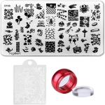 Royalkart CF06 Nail Art Stamping Kit Jumbo Image Plate With Double-Sided Soft Nail Silicone Stamper & Scrapper