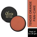 Olivia 100% Waterproof Pan Cake Tender Orange Makeup Concealer 25g, Shade No.30 - Pack of 3