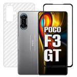 Hobbytronics Poco F3 GT Black Scratch Resistant, Anti Fingerprint with Bubble Proof, Tempered Glass and Back Screen Protector (18 x 10 x 1.5 cm) pack of 2
