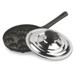 MILTON Pro cook Appam Patra Cookware 12 Cavities, 14 Inch Non-Stick Paniyaram Pan with Stainless Steel Lid, Appe Maker, Black